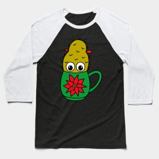 Cute Cactus Design #343: Mini Cactus In Poinsettia Mug Baseball T-Shirt